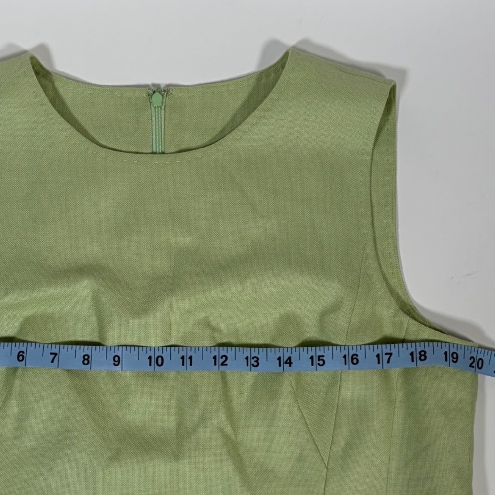Lafayette 148 Green Tussah Silk Wool Sheath Dress Sleeveless Quiet Luxury - Picture 5 of 7